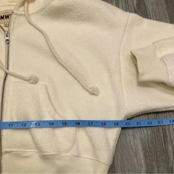 MWL Madewell Sherpa Zip-Front Drawstring Hoodie Sweatshirt Size M Cropped - Picture 6 of 11